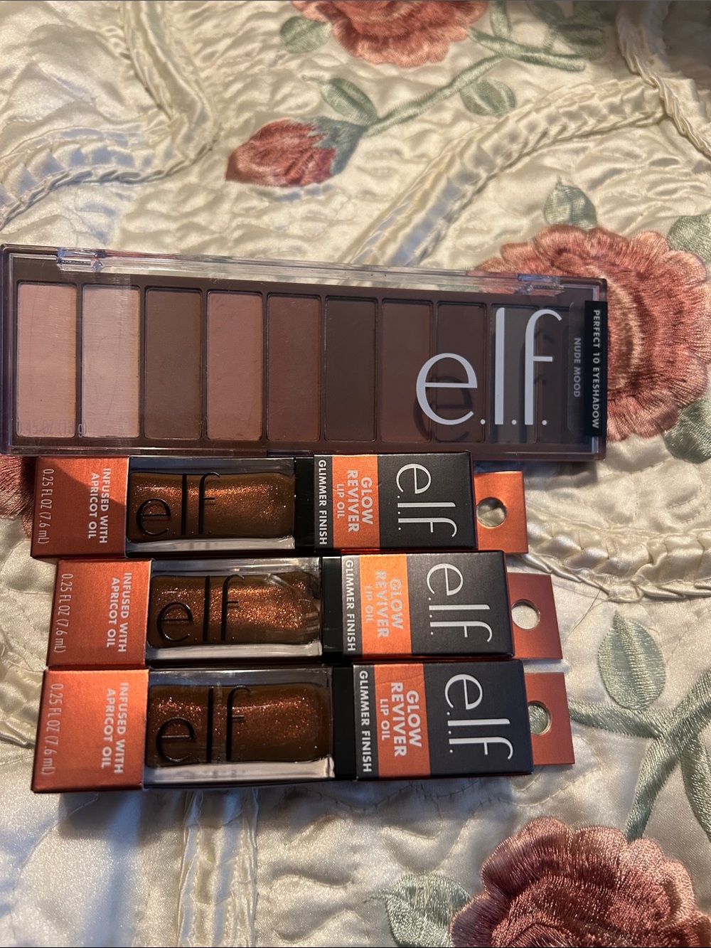 e.l.f. Chocoluxe Glow Lip Oil x3 + Nude Mood Eyeshadow Palette NEW